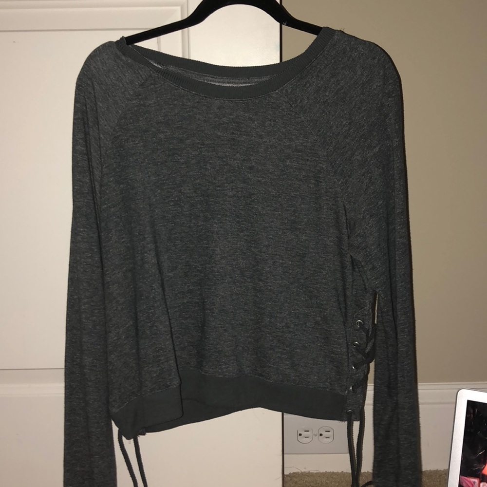 grey shirt with ties